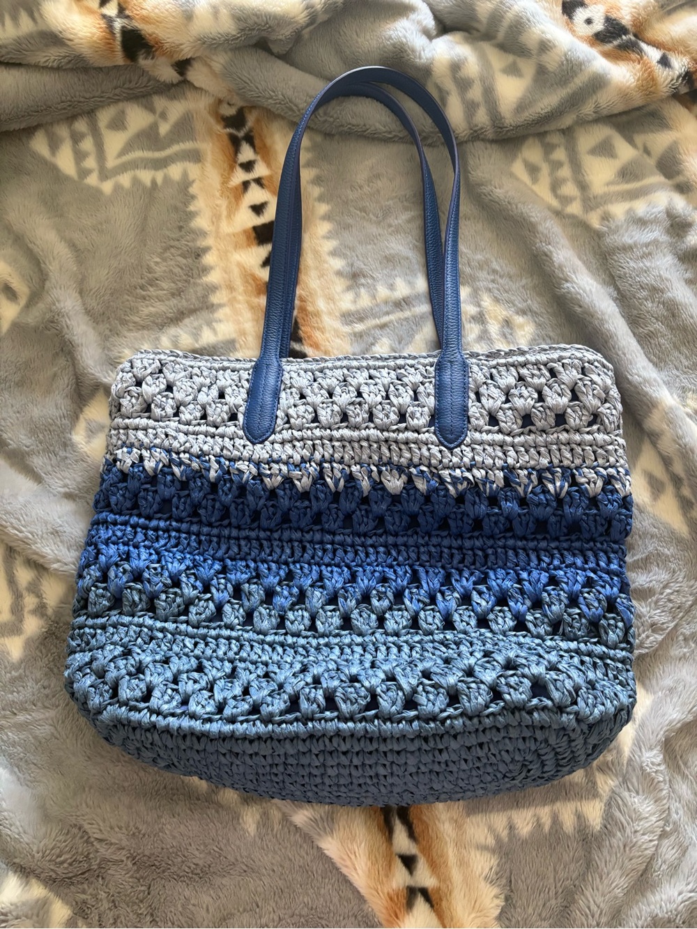 Talbots Ombre Blue Crochet Tote